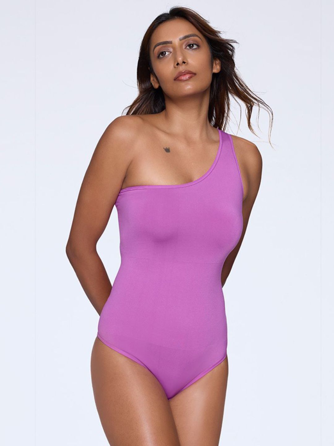 FEIER Women Solid One-Shoulder Sleeveless Bodysuit-picture-34