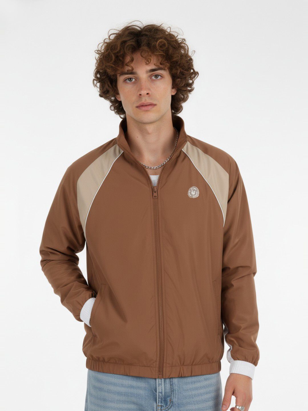 glitchez Mock Collar Bomber Jacket with Contrast Piping-picture-39