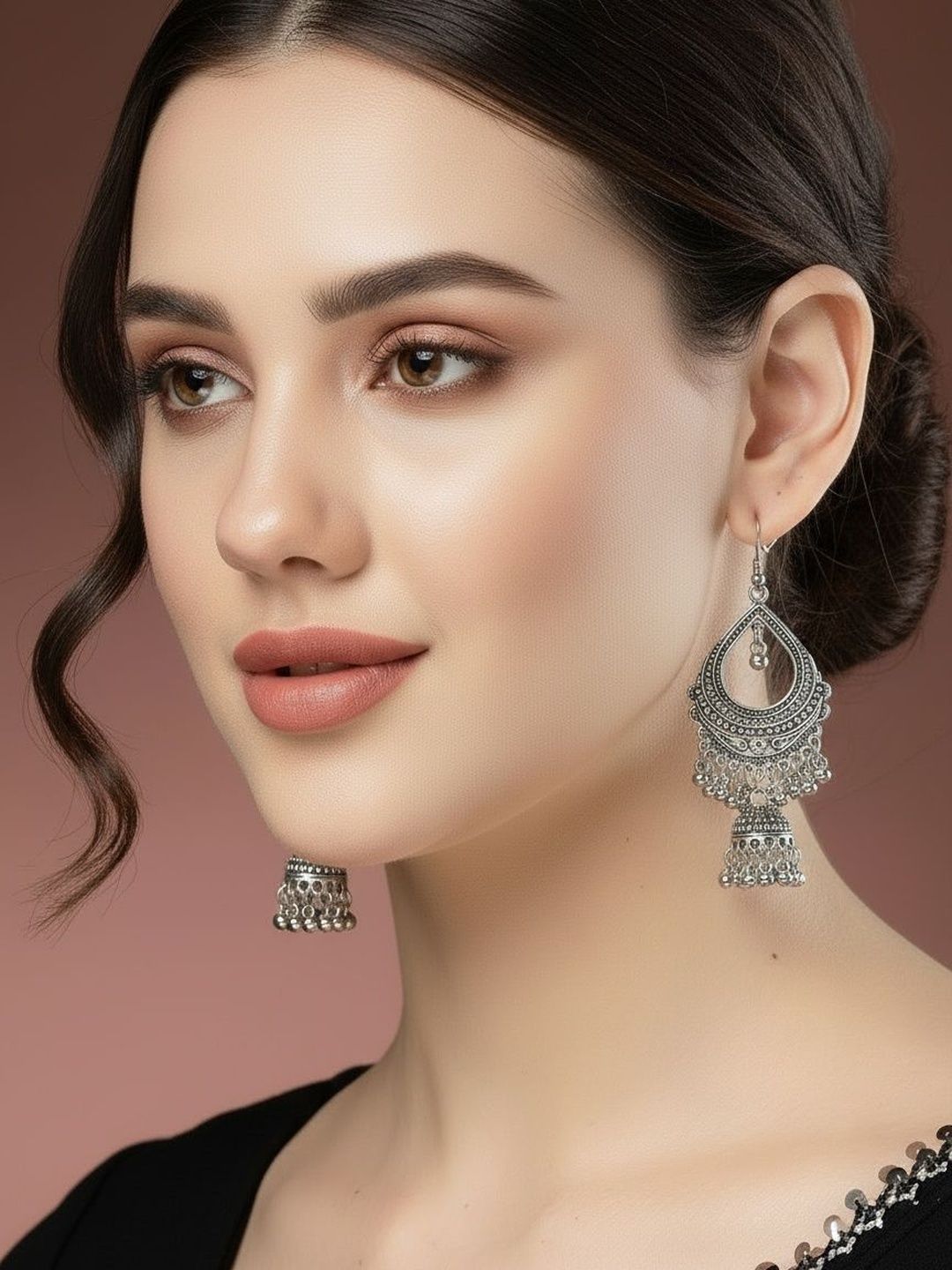 NVR Teardrop Shaped Jhumkas Earrings-image-24
