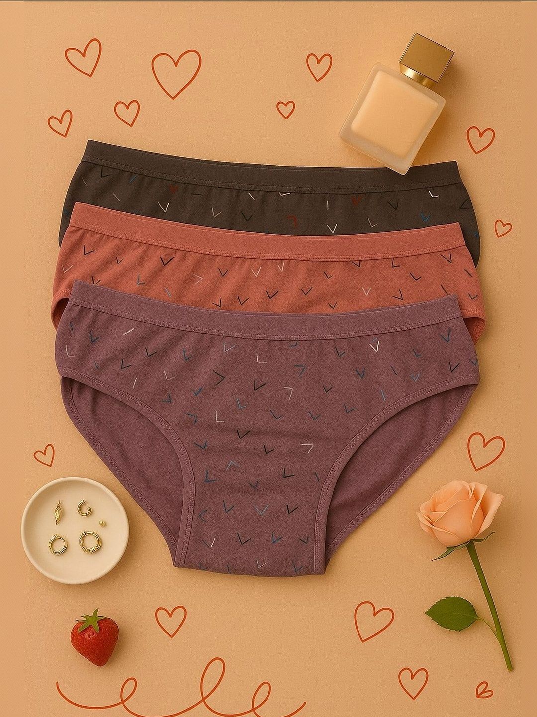 Nakshu Pack of 3 Printed Pure Cotton Mid-Rise Hipster Briefs-image-47