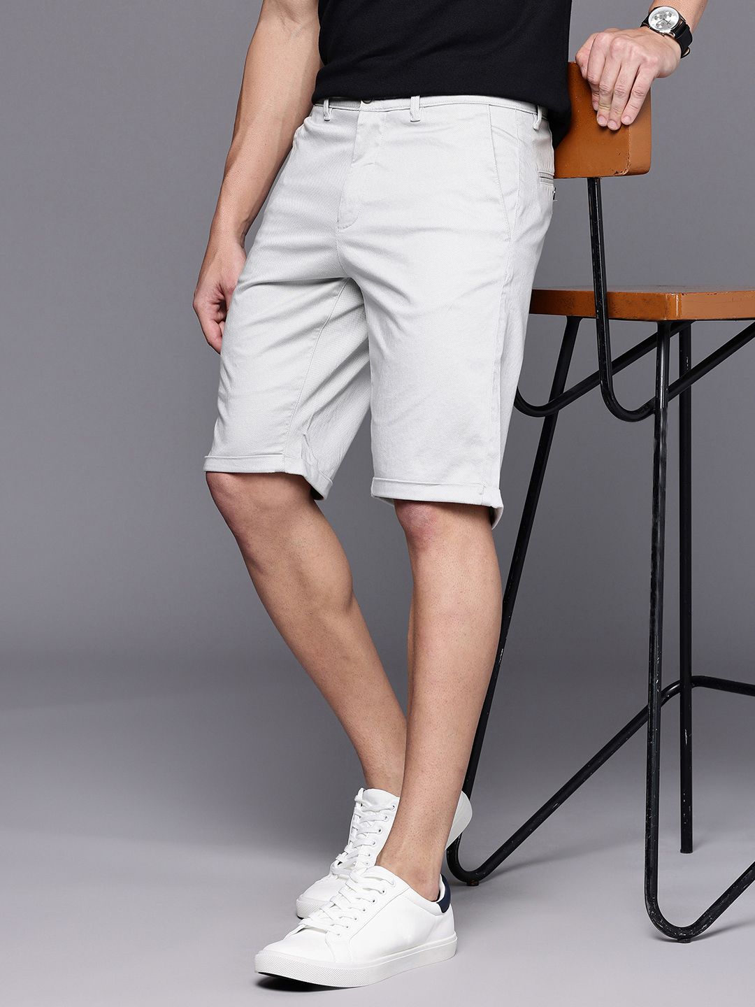 Louis Philippe Sport Men Micro Ditsy Printed Slim Fit Chino Shorts-picture-26