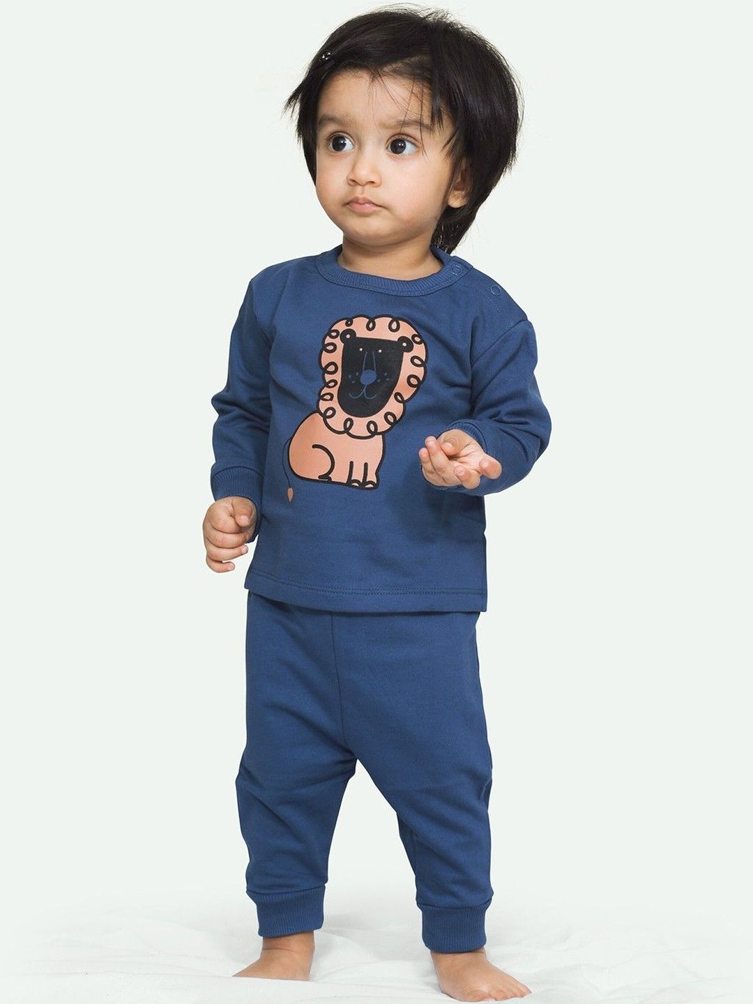ariel Round Neck Pure Cotton Fleece T-Shirt With Pyjama Clothing Set-picture-40