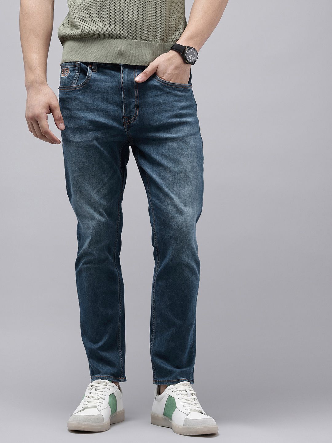 U.S. Polo Assn. Denim Co. Men Cole Tapered Crop Fit Heavy Fade Stretchable Jeans-picture-20