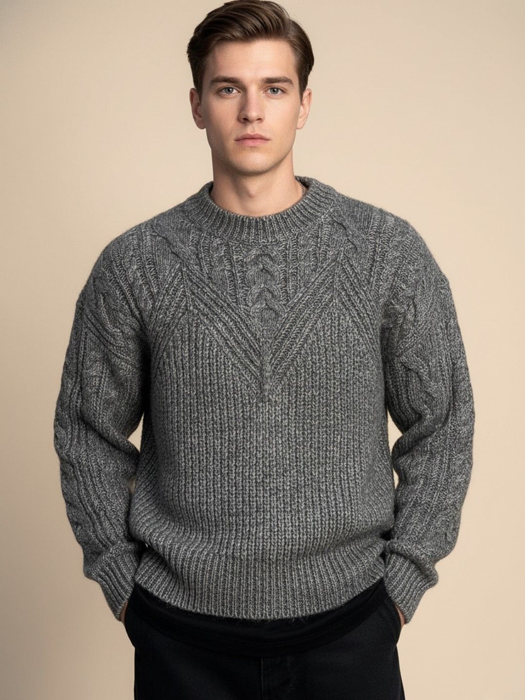 Mast & Harbour Men Cable Knit Pullover-picture-49