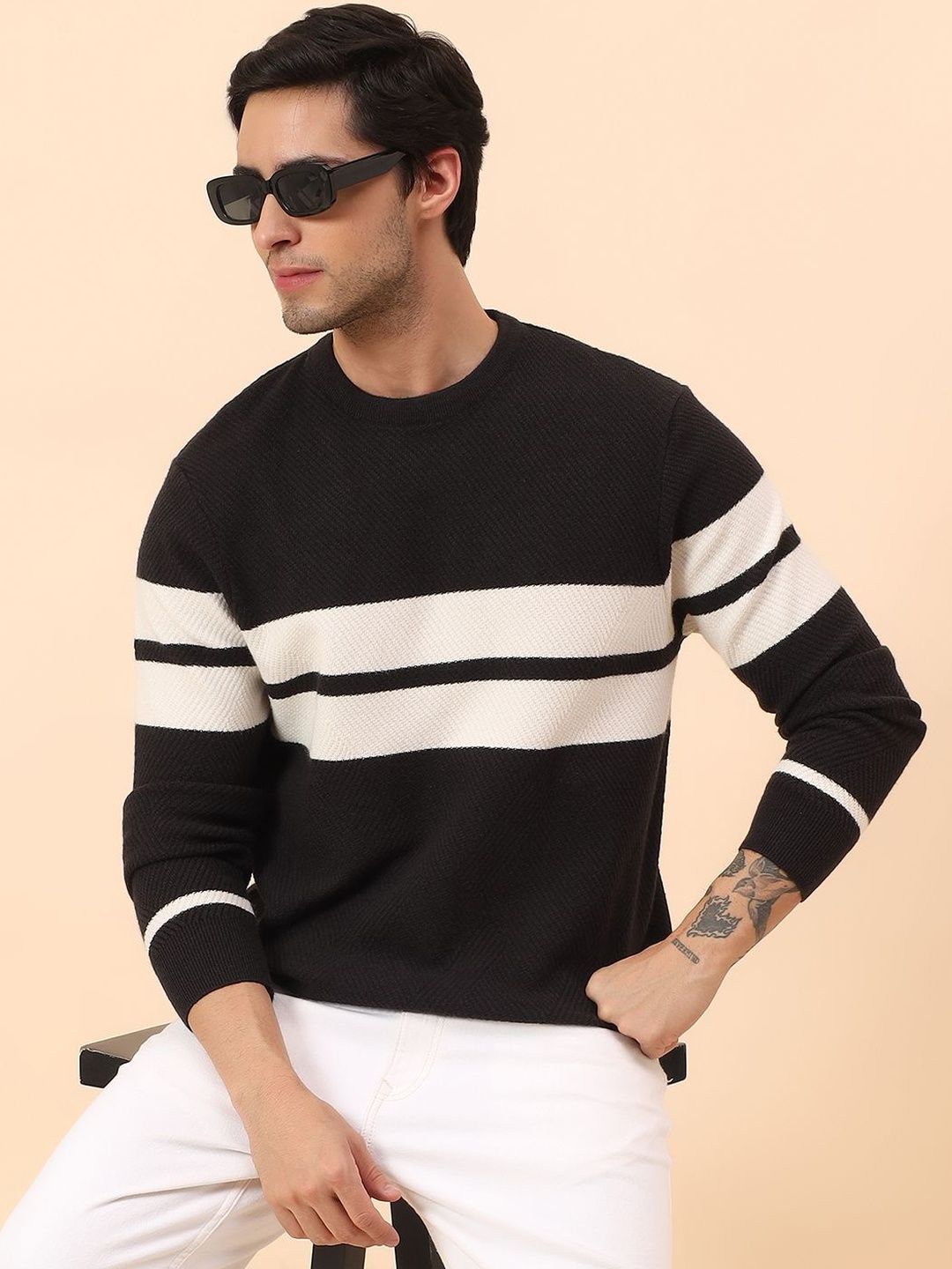 Cantabil Men Striped Pullover-image-35