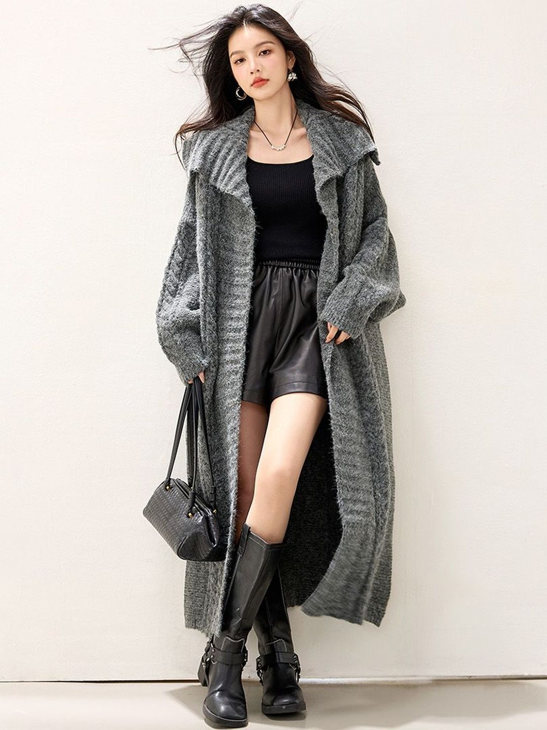 JC Collection Women Cable Knit Longline-picture-23