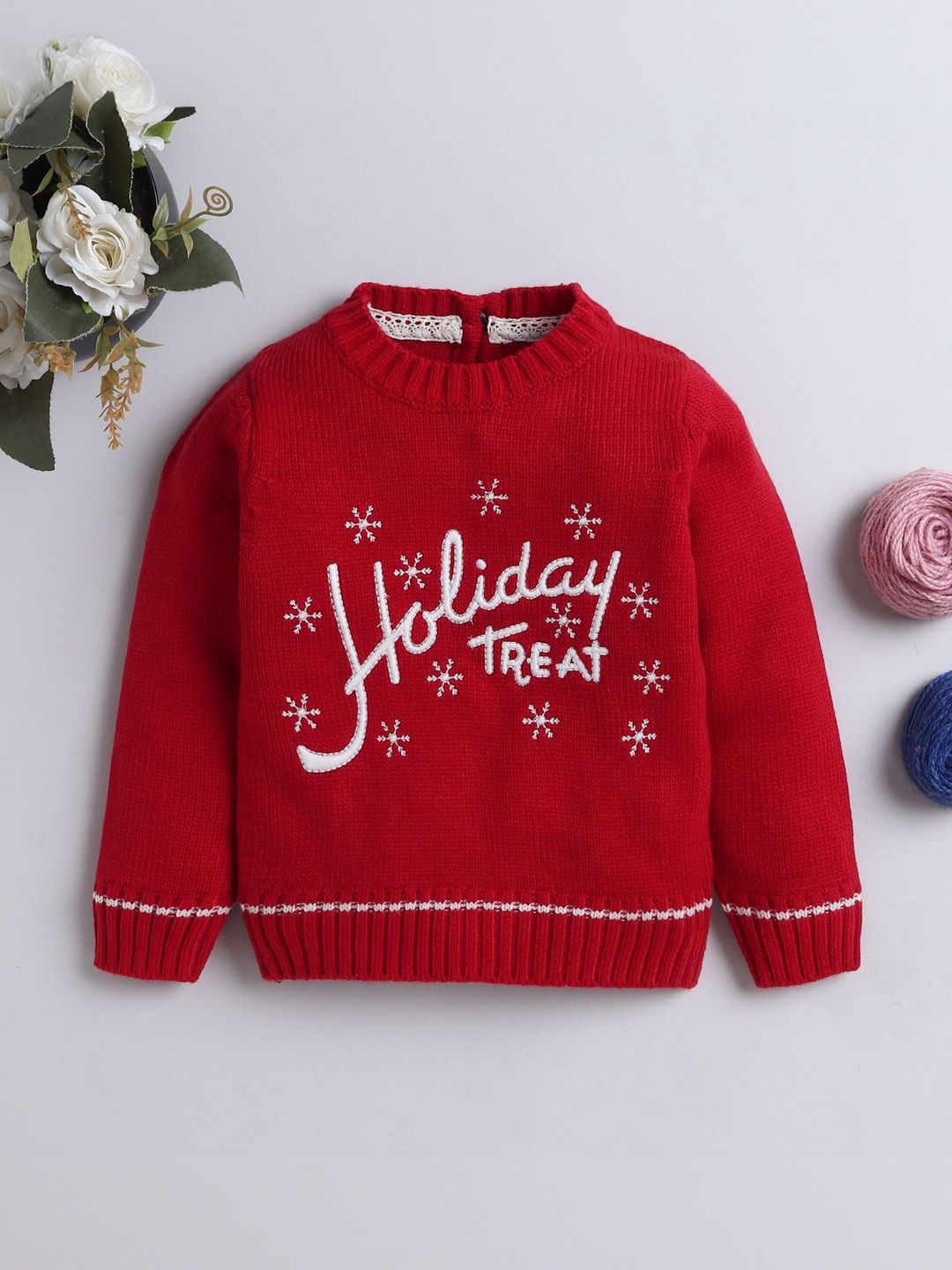 Yellow Apple Girls Typography Printed Pullover with Embroidered Detail-picture-34