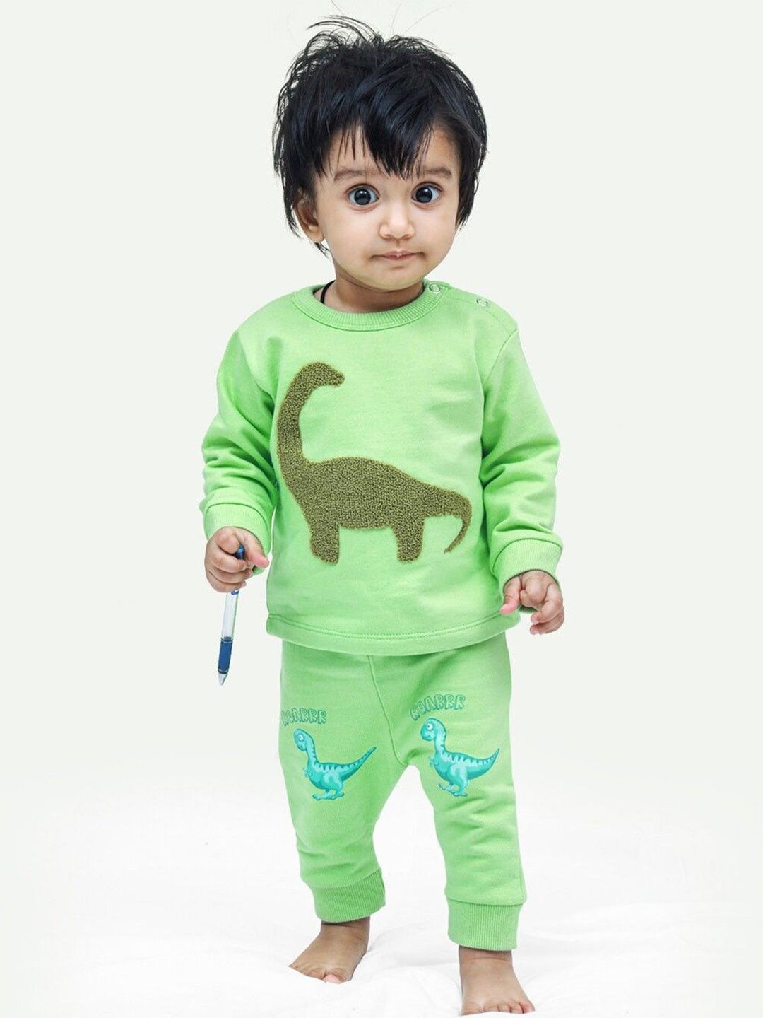 ariel Round Neck Pure Cotton Fleece T-Shirt With Pyjama Clothing Set-picture-22