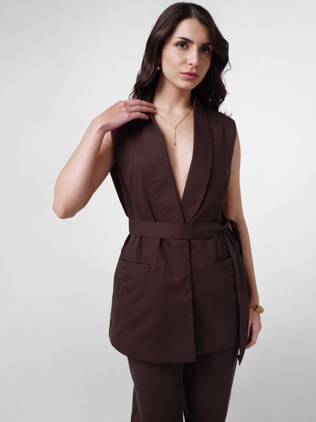COVE AND LANE Shawl Collar Cotton Blazer-image-34