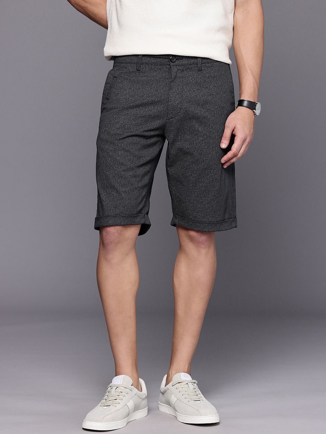 Louis Philippe Sport Men Geometric Printed Slim Fit Chino Shorts-picture-23