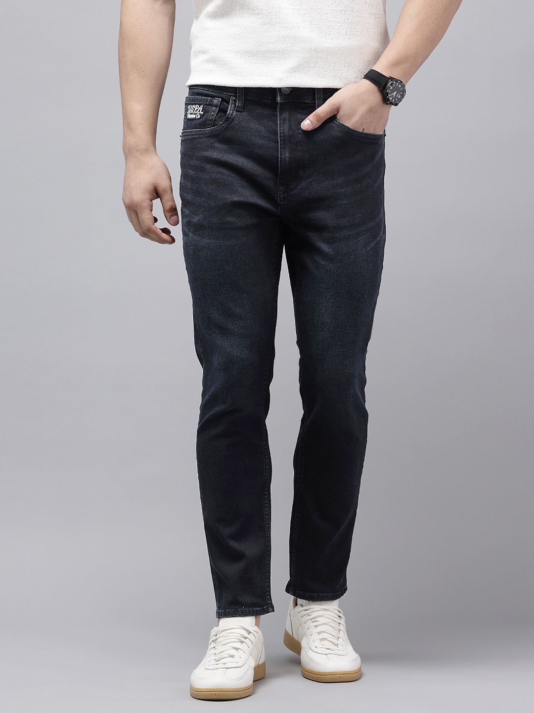 U.S. Polo Assn. Denim Co. Men Cole Tapered Crop Skinny Fit Light Fade Stretchable Jeans-picture-23