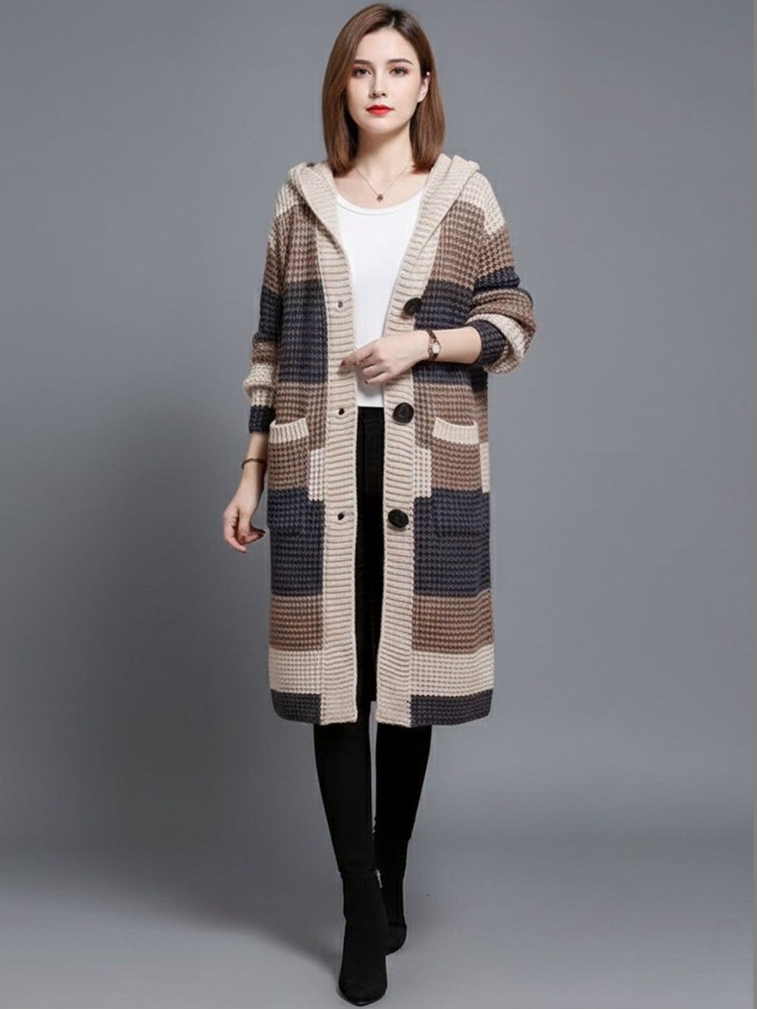Mast & Harbour Women Colourblocked Longline Cardigan-picture-23