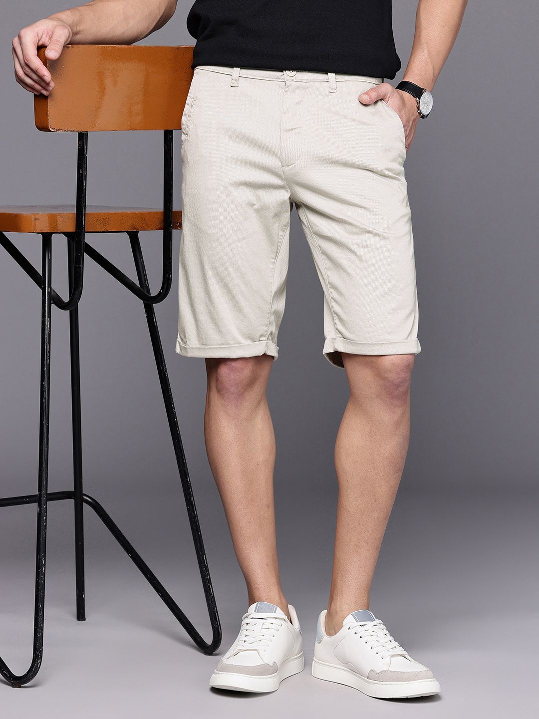 Louis Philippe Sport Men Micro Ditsy Printed Slim Fit Chino Shorts-picture-27