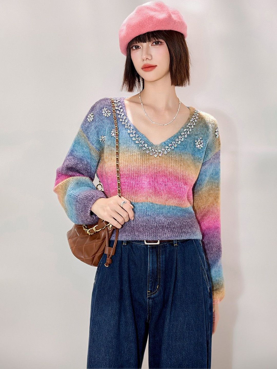 JC Collection Women Colourblocked Pullover with Embellished Detail-picture-21