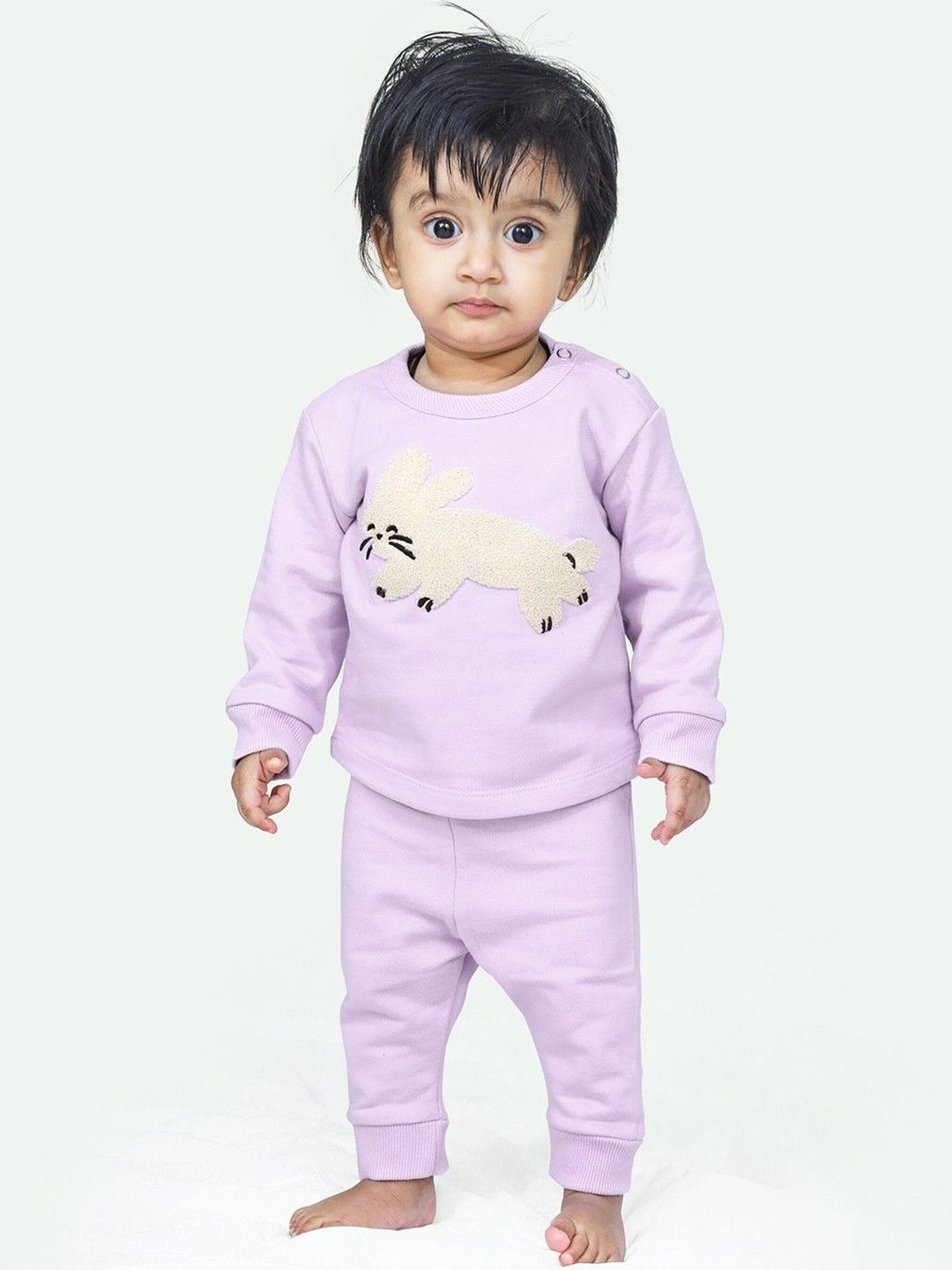 ariel Round Neck Pure Cotton Fleece T-Shirt With Pyjama Clothing Set-picture-42