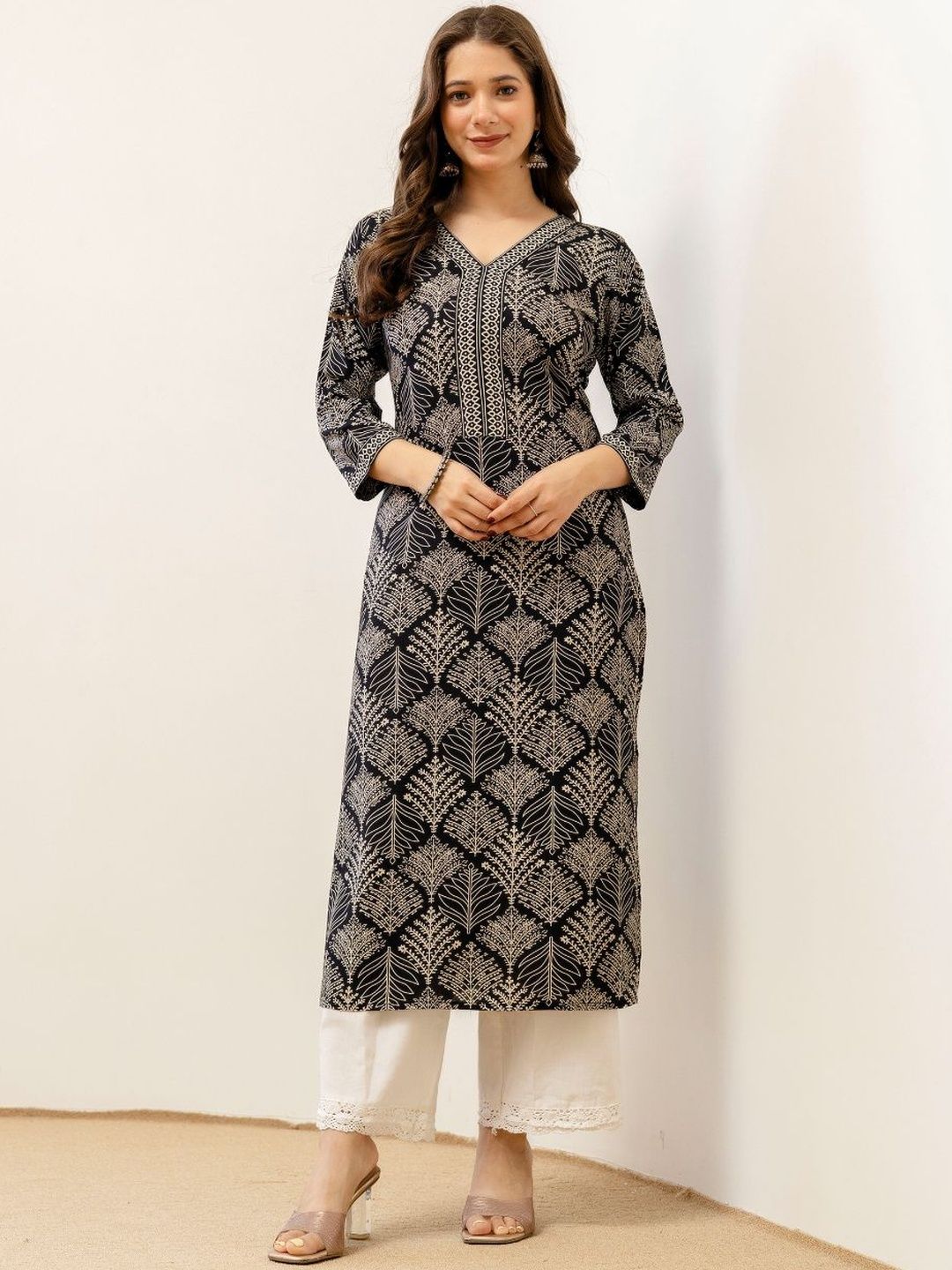DAEVISH Women Ethnic Motifs Printed Thread Work Kurta-picture-19