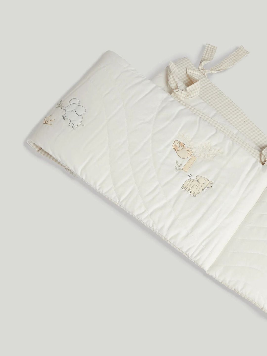 mothercare Cream-Coloured & Green Cotton 3 Piece Crib Regular Bedding Set-image-36