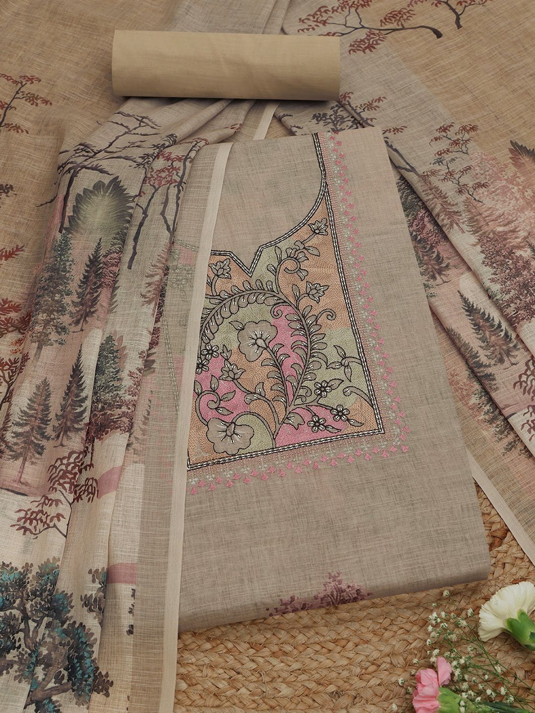 Soch Embroidered Linen Unstitched Dress Material-picture-30