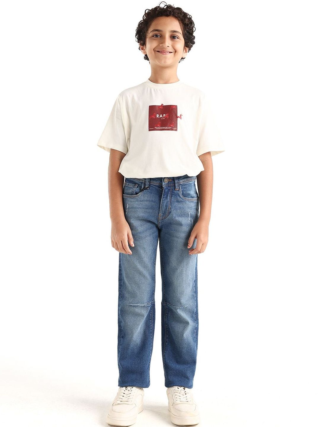 RARE ONES Boys Regular Fit Mid-Rise Low Distress Light Fade Jeans-picture-11