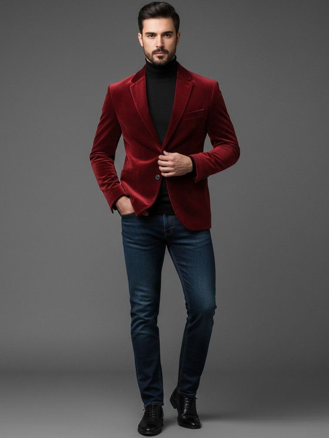 INVICTUS Cotton Notched Lapel Long Sleeves Single Breasted Blazer-image-23