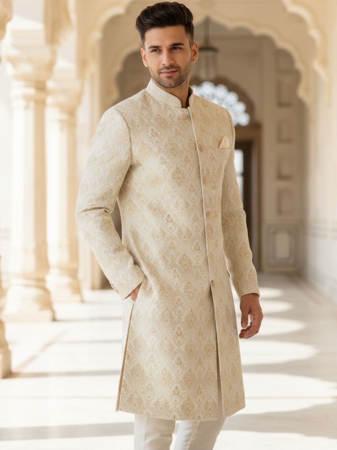 Kisah Woven Design Indowestern Sherwani Trouser Set