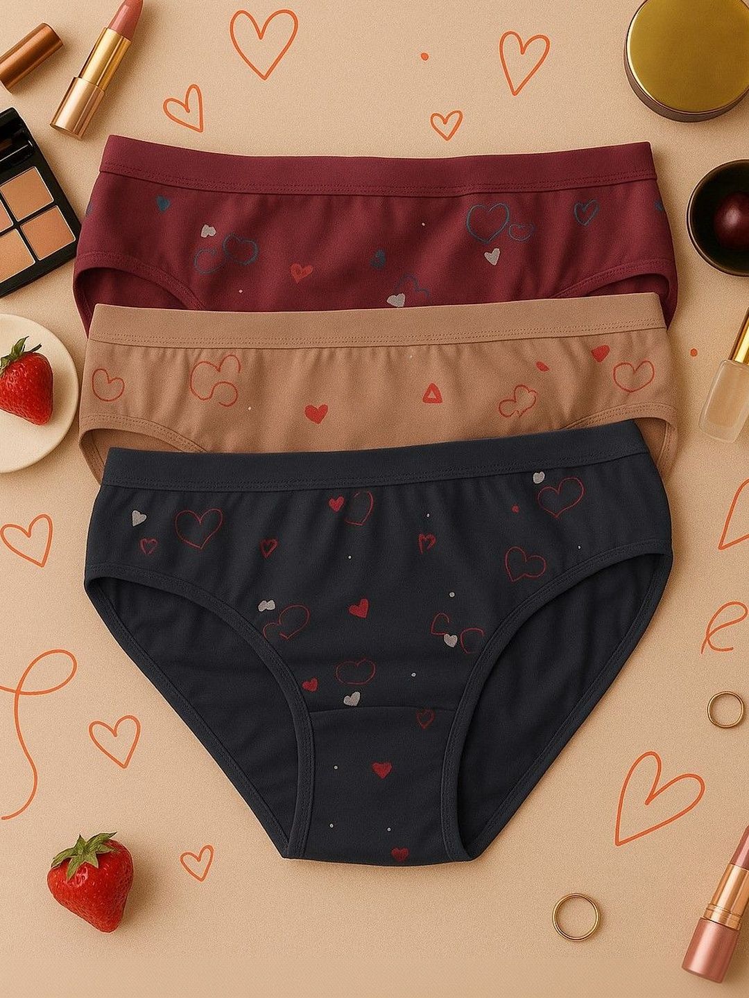 FiveFlag Pack of 3 Printed Mid-Rise Hipster Briefs-image-5