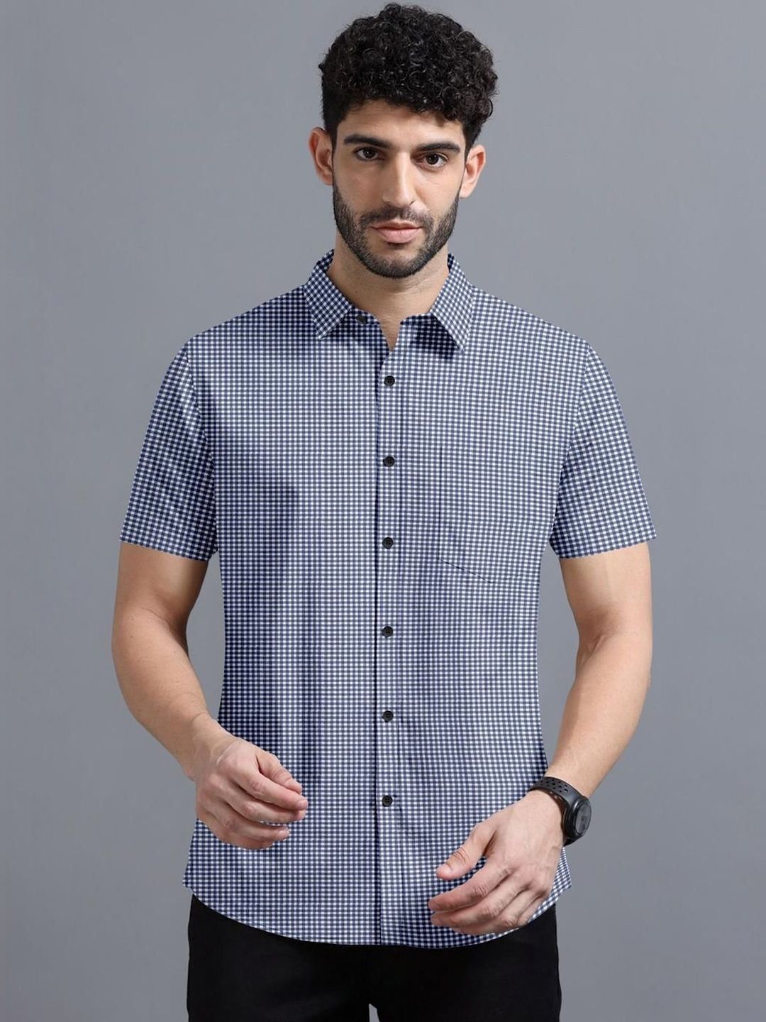 VTEXX Men Standard Gingham Checks Checked Casual Shirt-picture-17