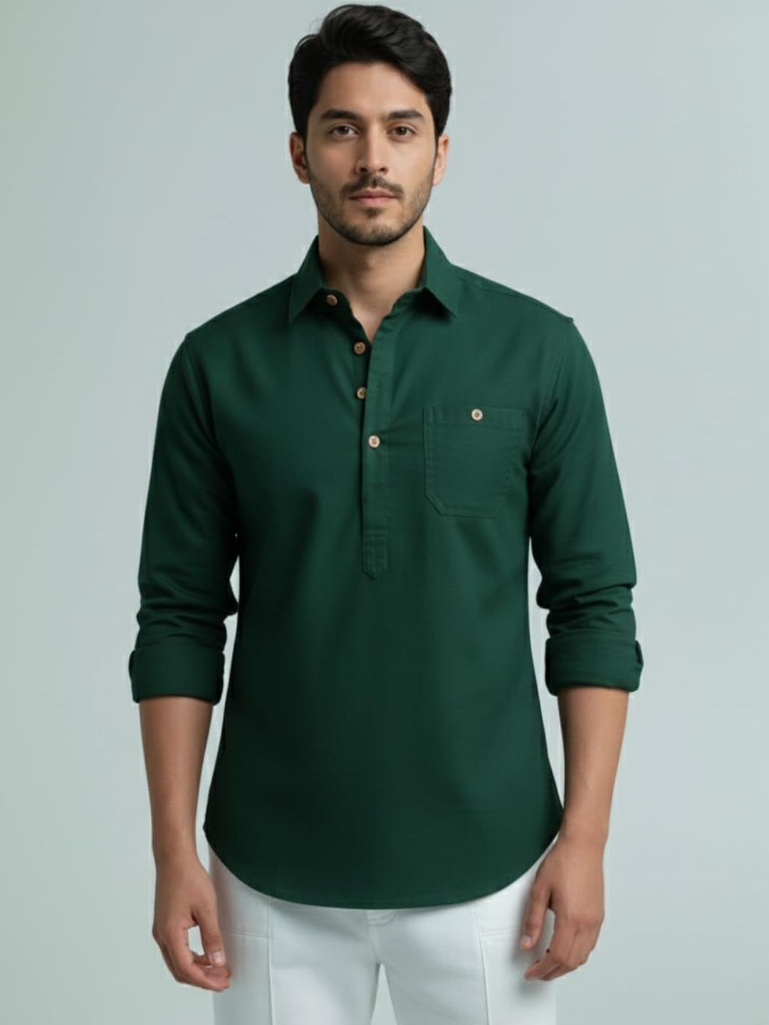 Yugnik Men Solid Slim Fit Short Kurta-picture-18