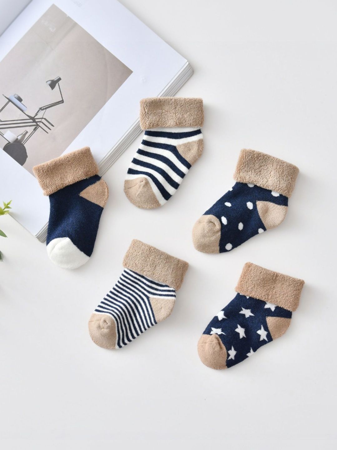 MumsLap Kids Pack Of 5 Patterned Cotton Ankle length Socks-picture-16
