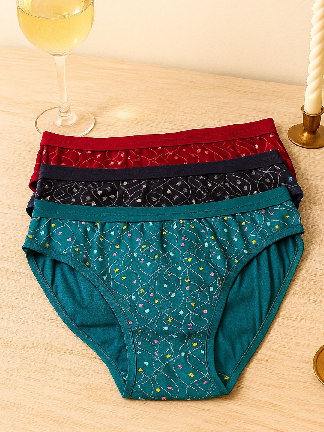 FiveFlag Pack of 3 Printed Mid-Rise Hipster Briefs-image-30