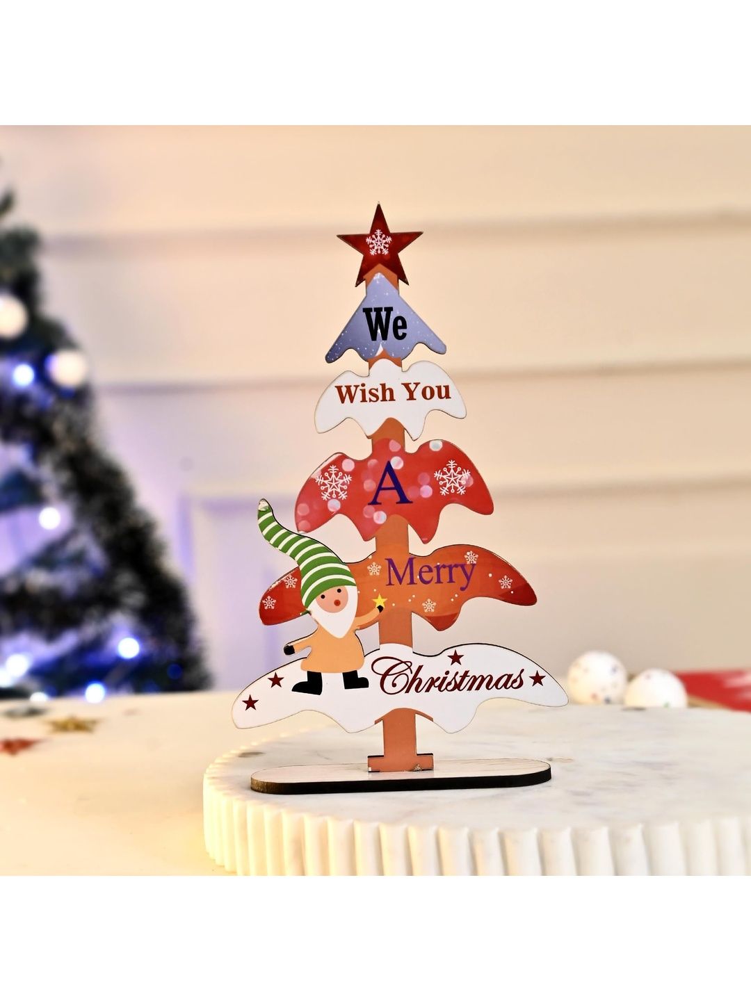 CraftVatika Green Printed Table Medium Christmas Showpiece - 13.77 In-image-38