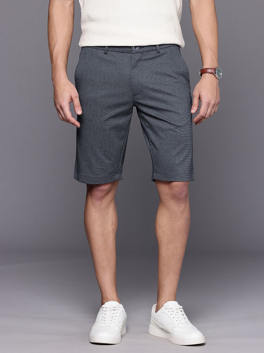 Louis Philippe Sport Men Geometric Printed Slim Fit Chino Shorts-picture-20