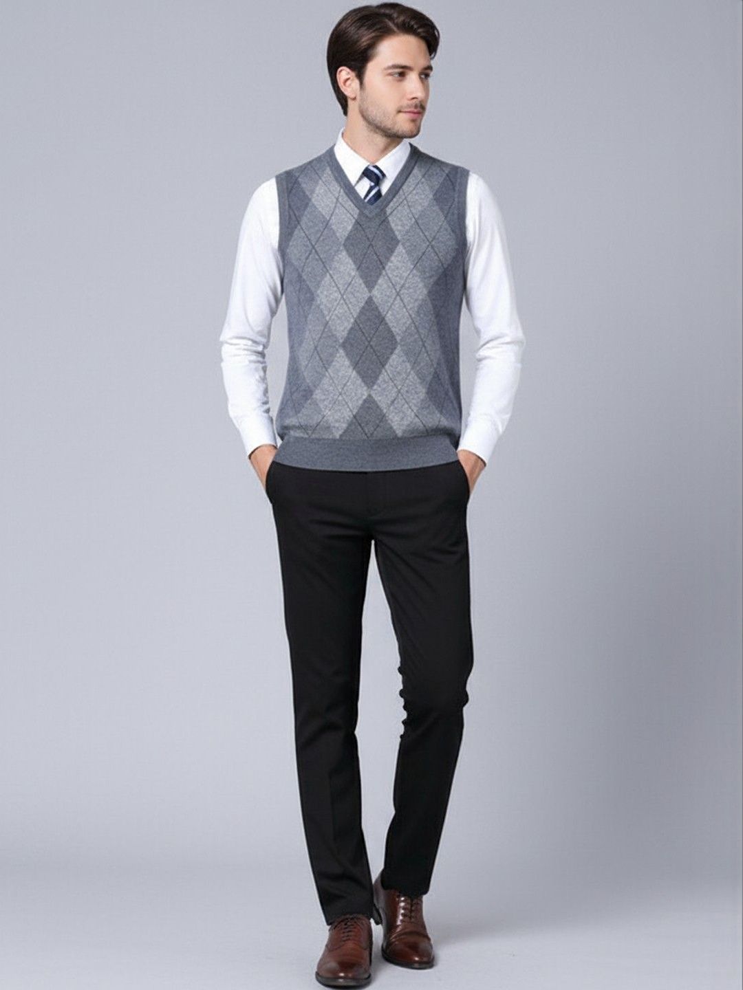 Mast & Harbour Men Argyle Sweater Vest-picture-33