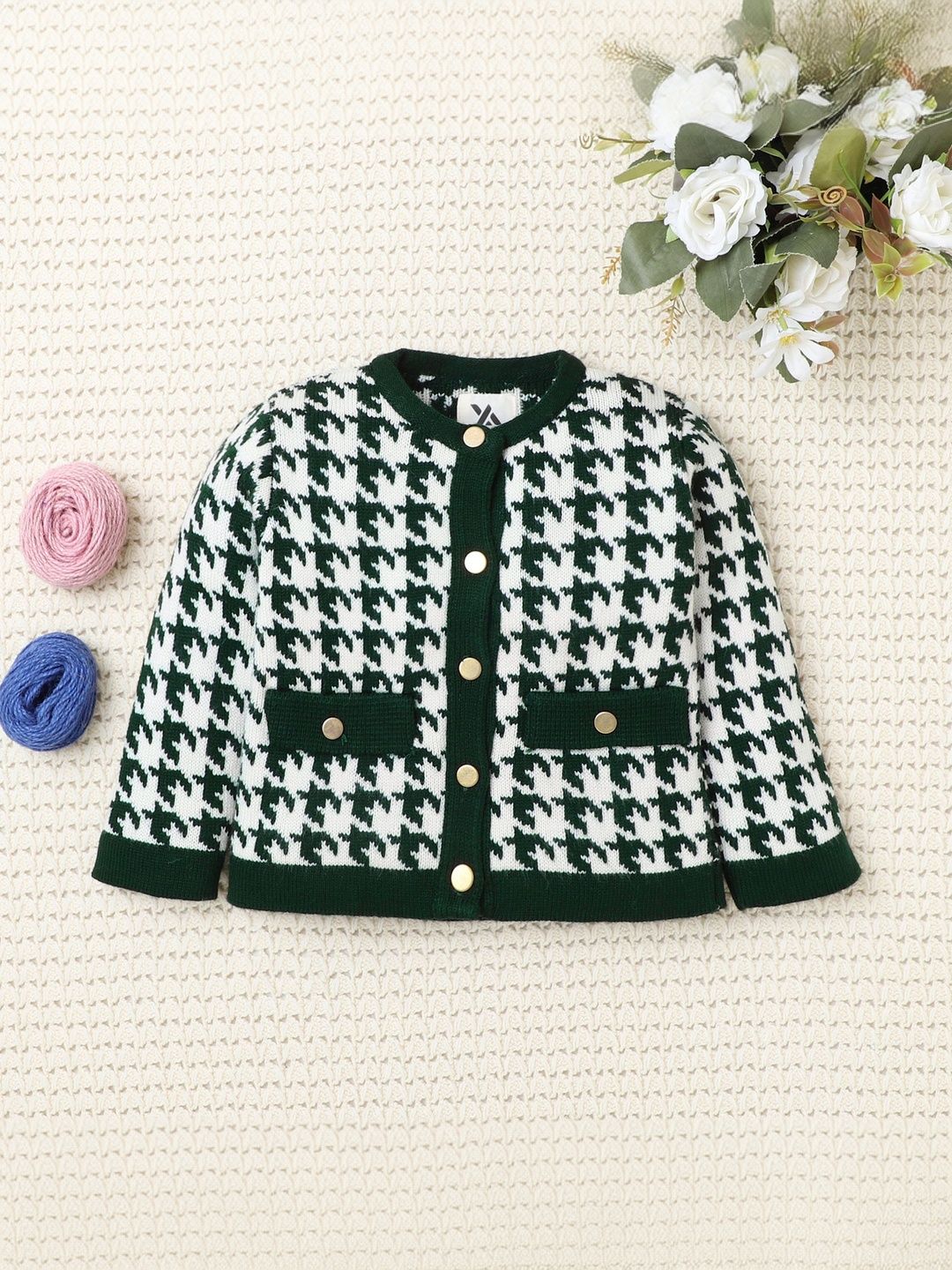 Yellow Apple Girls Embroidered Printed Cardigan-picture-40