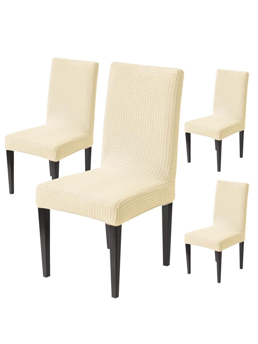 HOUSE OF QUIRK Set Of 4 Beige Woven Design Jacquard 220 GSM Dining Seat Slipcover-picture-56