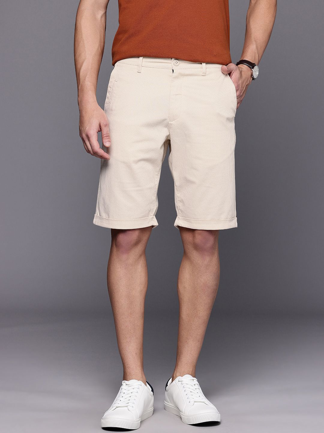 Louis Philippe Sport Men Geometric Printed Slim Fit Chino Shorts-picture-21