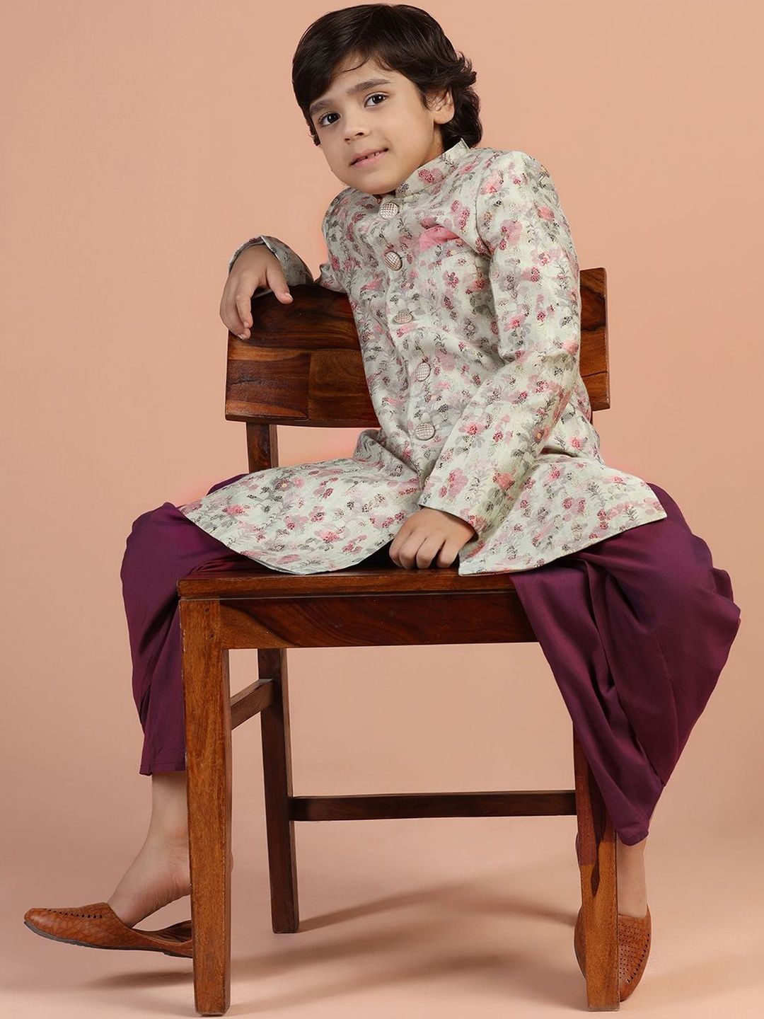 KISAH Boys Floral Printed Sherwani Set-picture-31