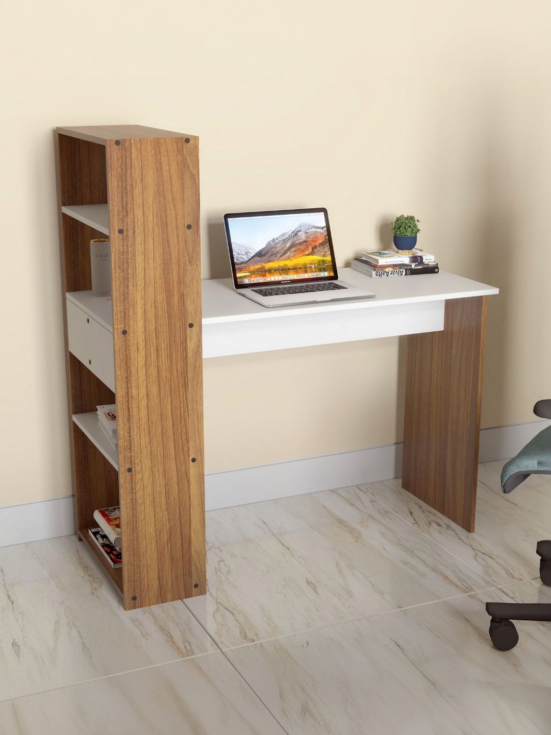 neuspace Brown & White Engineered Wood Study Table