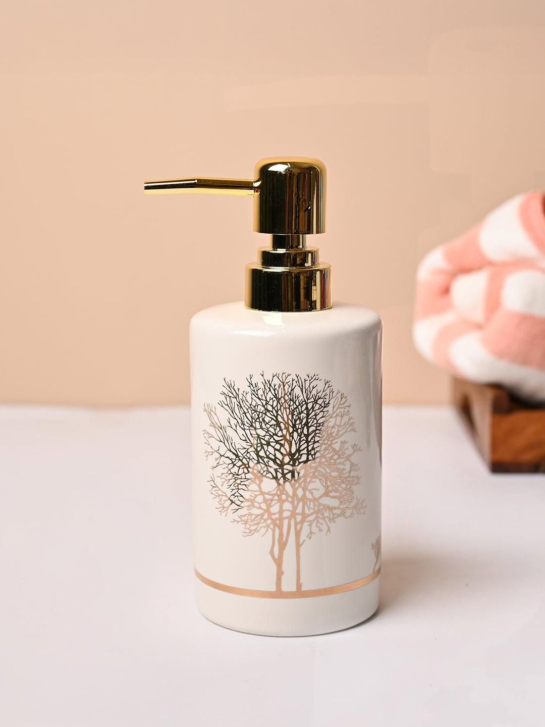 MARKET99 White & Blue Tree & Deer Print Ceramic Soap Dispenser-picture-10