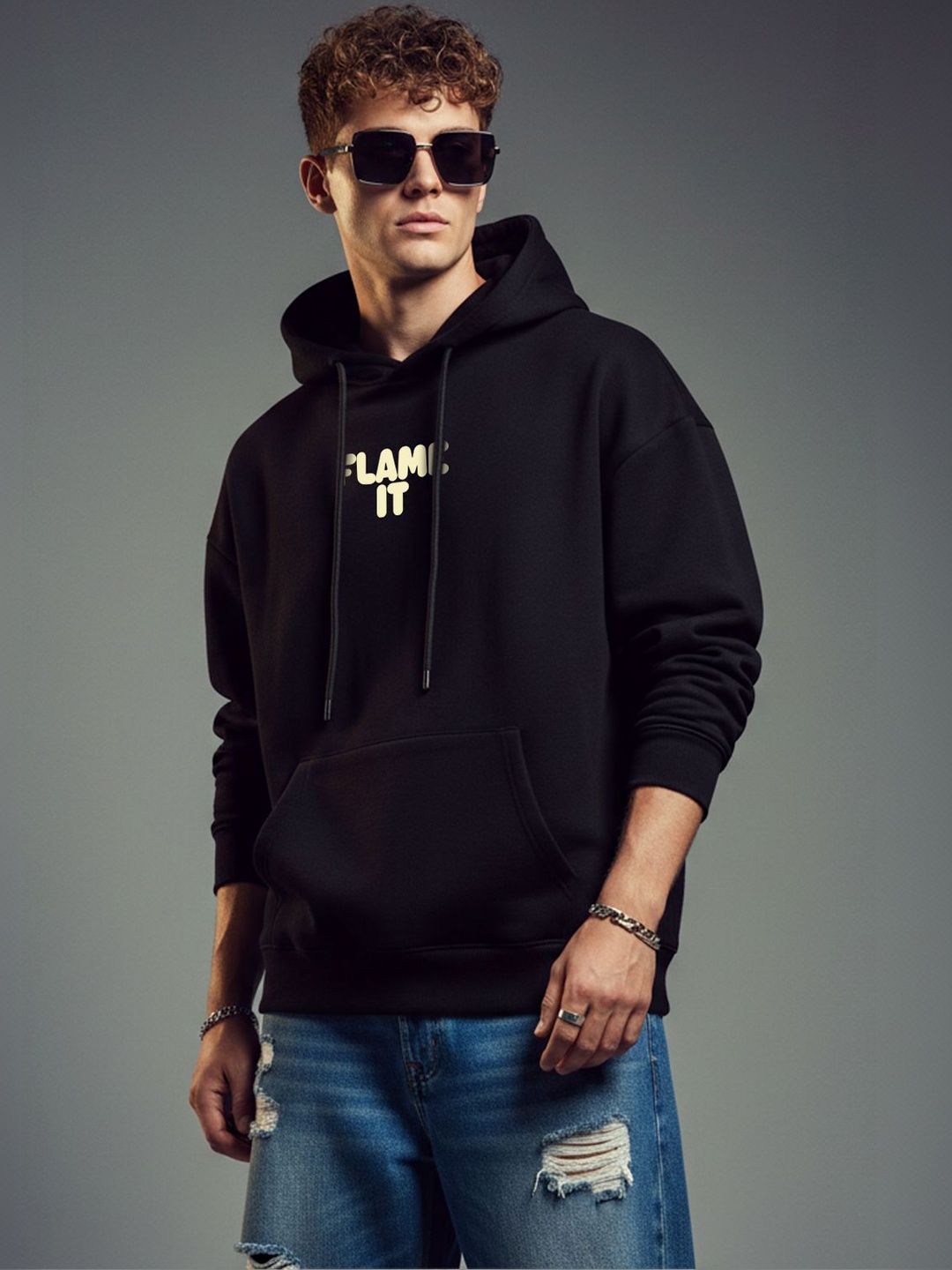 VEIRDO Men Printed Hooded Sweatshirt-image-49