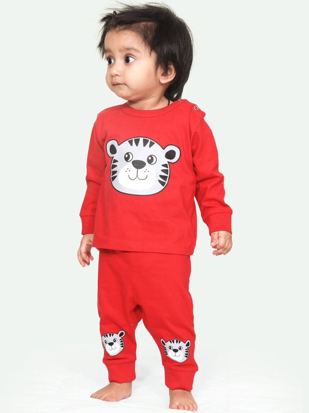 ariel Round Neck Pure Cotton Fleece T-Shirt With Pyjama Clothing Set-picture-24