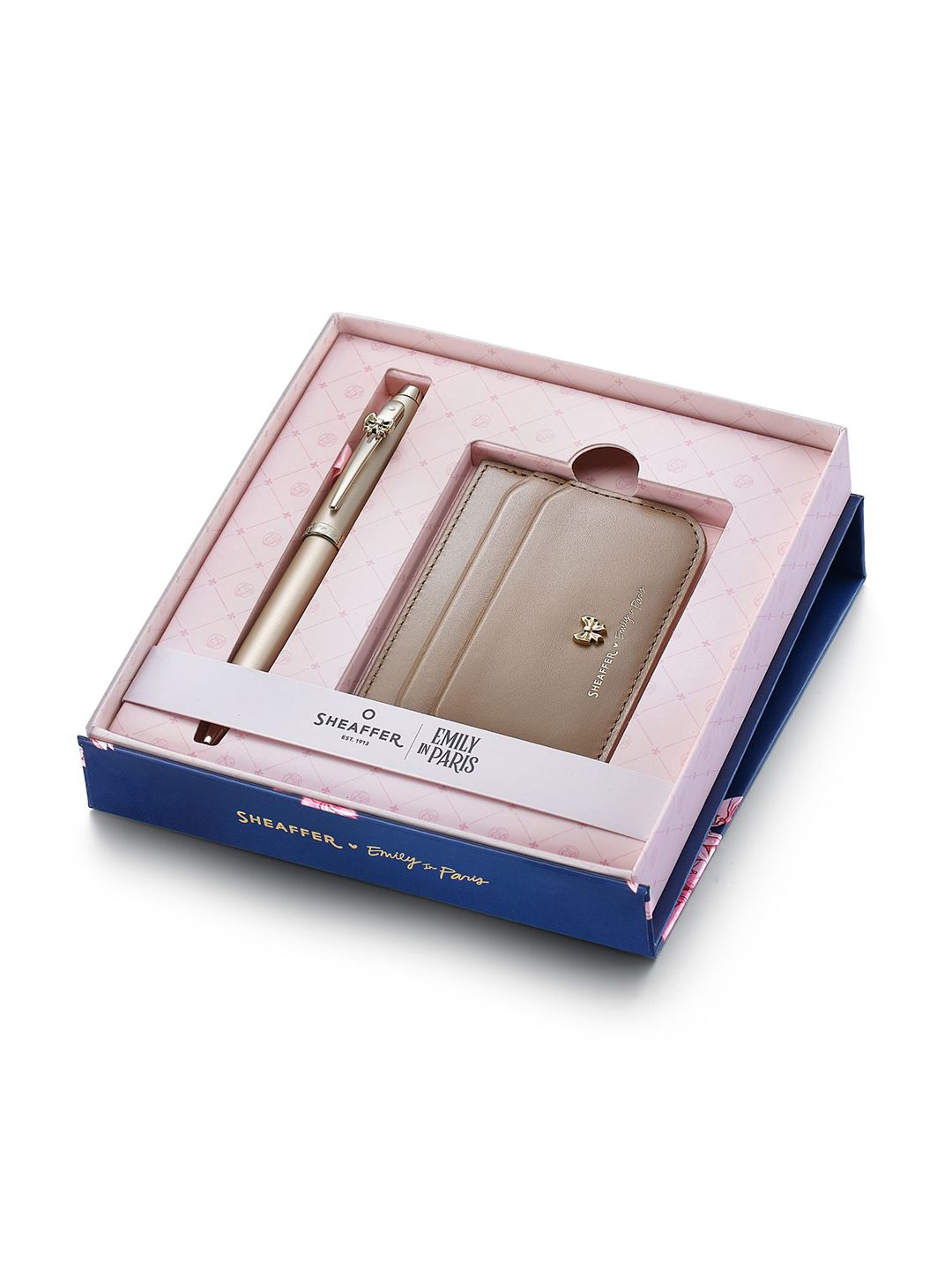 Sheaffer Unisex EIP SH 100 9377 Champagne Gold Ball Pen and Card Holder Gift Set-image-37