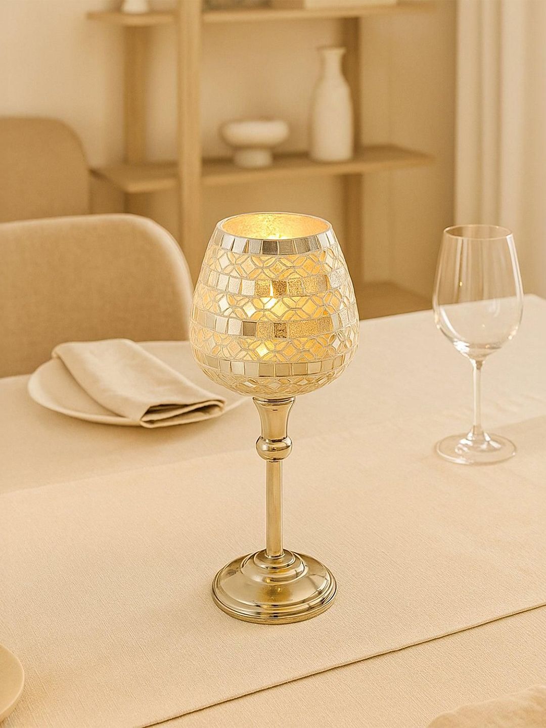 MARKET99 Silver-Toned Goblet T-Light Candle Holder-picture-12