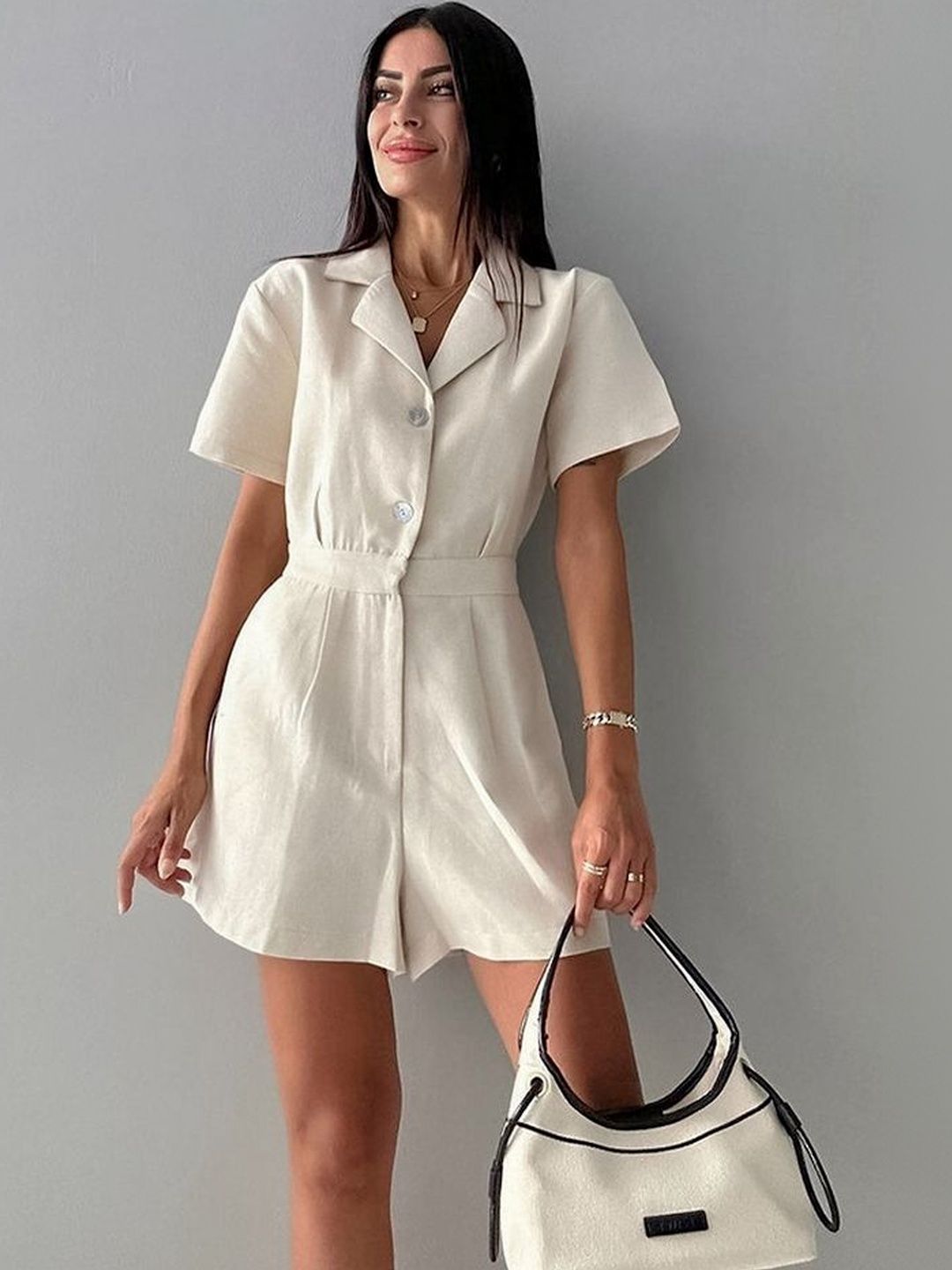 LULU & SKY Women Shirt Collar Playsuit-picture-37
