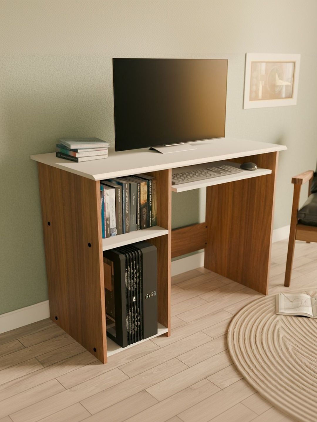 neuspace Brown & White Engineered Wood Study Table