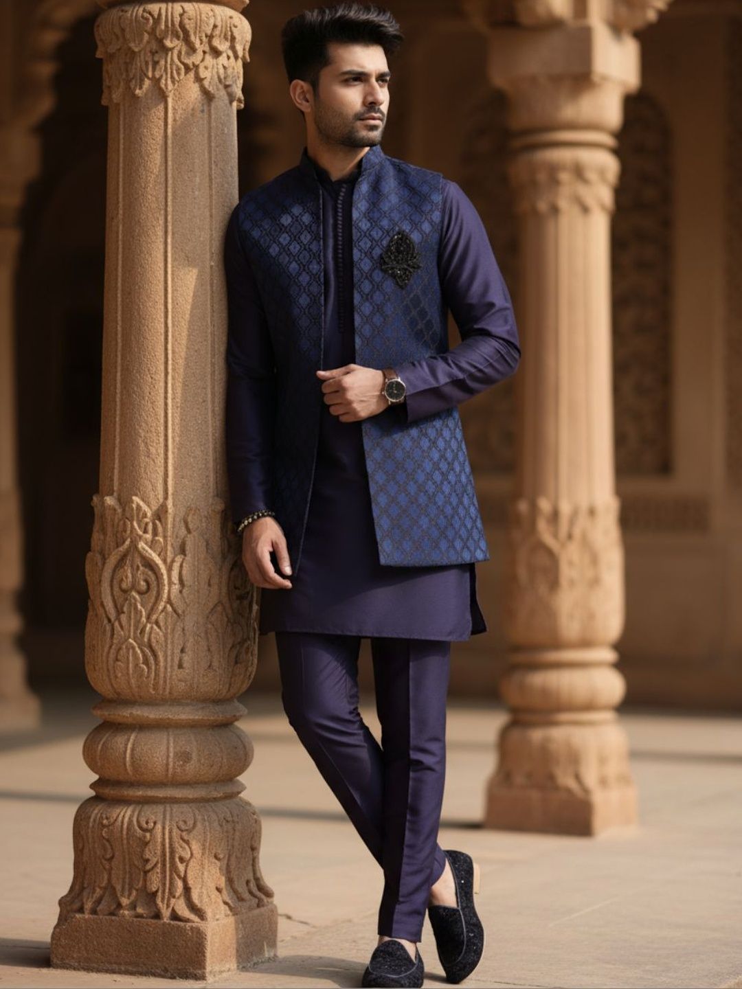 KISAH Men Regular Kurta with Trousers