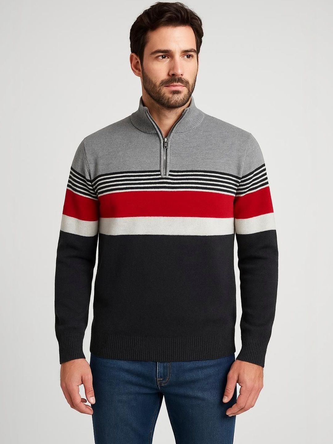 Colorchakra Men Striped Woollen Pullover-picture-36