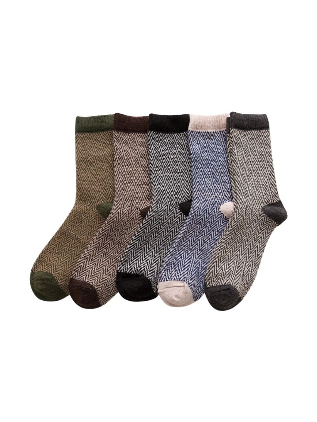 The Tie Hub Men Pack Of 5 Herringbone Patterned Mid-Length Socks-image-5