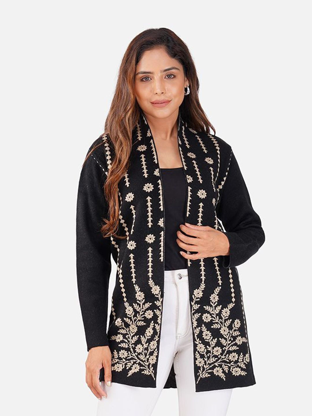 JoE Hazel Women Self Design Woollen Shrug-picture-19