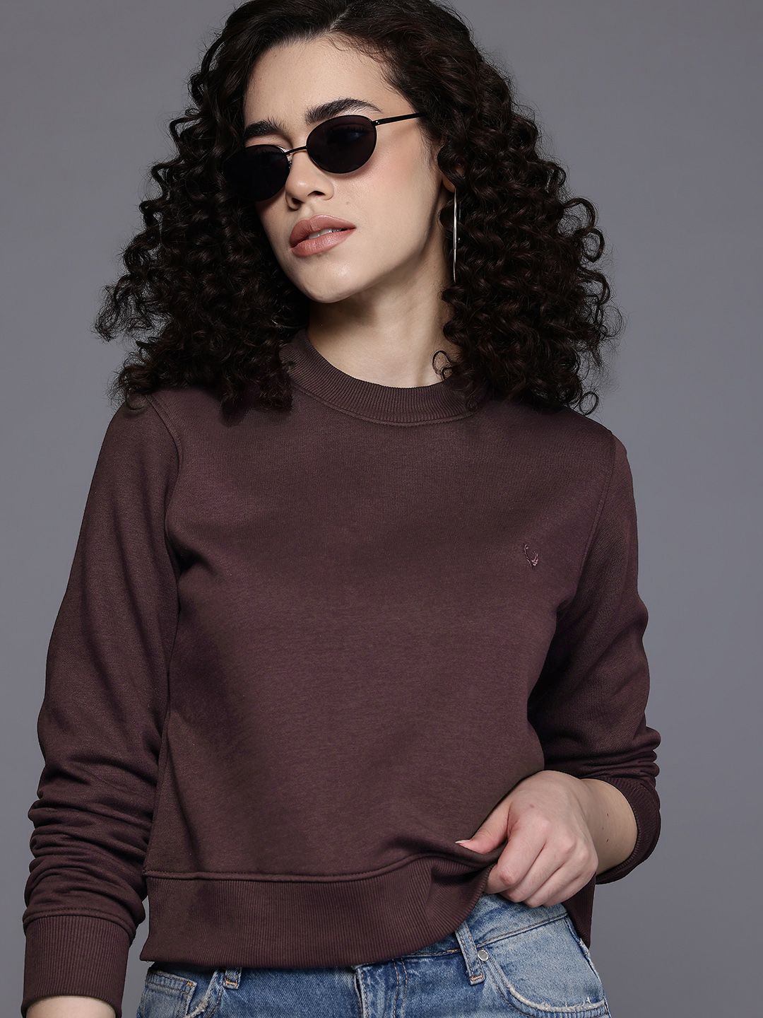 Allen Solly Woman Drop Shoulder Sweatshirt With Inner Fleece-image-20